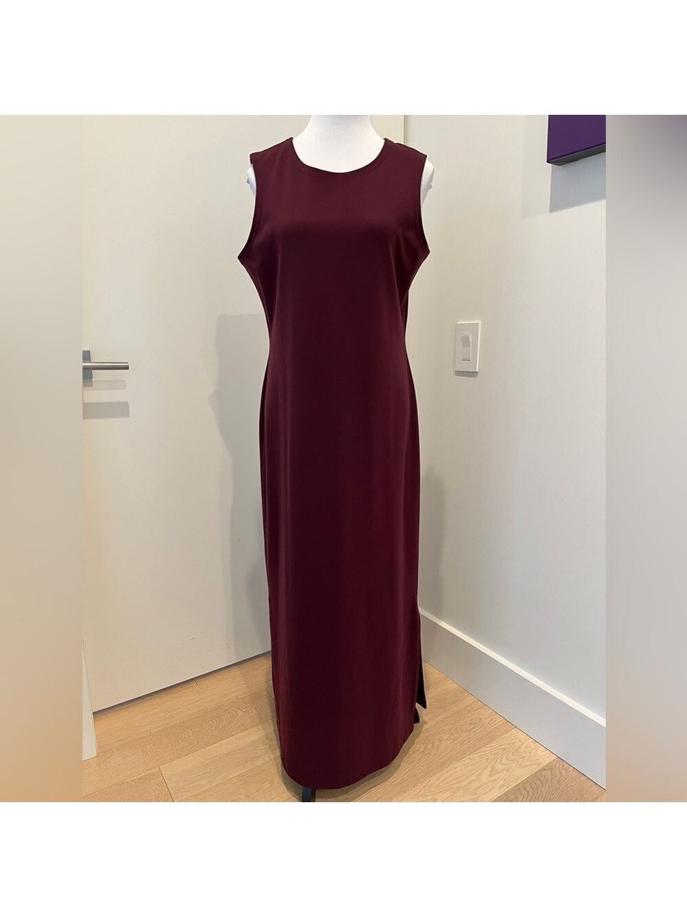 COLDWATER CREEK Burgundy Sleeveless Round Neck Maxi Dress Versatile Modest Chic